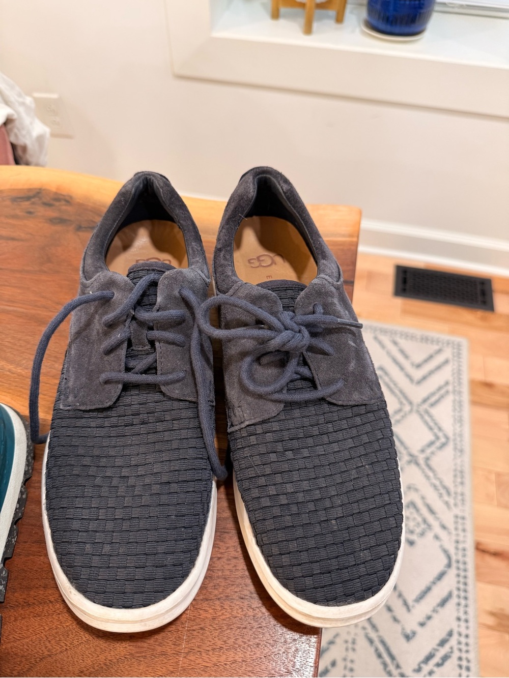 UGG Men's Dark Blue Woven Suede Lace-Up Sneakers